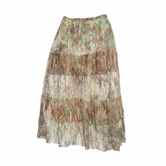 Reba Boho Skirt Cottagecore Women's Tiered Maxi Floral Silk Cotton Blend Size M - Picture 11 of 11
